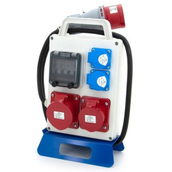Rozdzielnica budowlana przenośna 32A/5 + 16A/5 + 2*GS 230V + 2m kabel OPD 5x2.5mm2 + wtyczka 32A/5, 4PO21C11C1W2