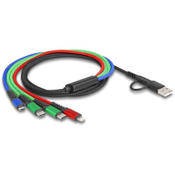 Delock 87035 4-in-1 USB Charging Cable A+C to Lightning/Micro/2xUSB-C 1.2m