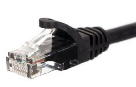 Patchcord RJ45 UTP 5e, długość 1m; czarny; osłona zalewana