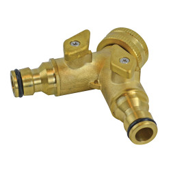 Faithfull SB3030 2 Way Shut Off Valve 19mm (3/4in) to 2 x 12.5mm (1/2in)