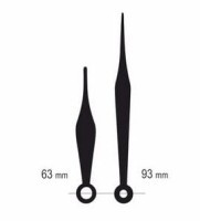 UM213Y.02C Komplet wskazówek: godzinowa 66mm, minutowa 95mm - krawaty, czarne (typu Y)