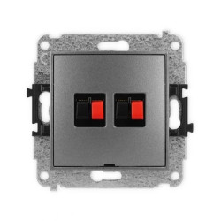 ICON Mechanizm gniazda głośnikowego podwójnego, bez pola opisowego grafitowy 11IGGBO-2