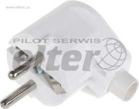 Wtyczka sieciowa kątowa z uziemieniem biała