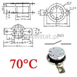Wyłącznik termiczny 70°C bimetalowy NO 6A