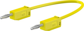 Measuring lead with (2 mm plug, spring-loaded, straight) to (2 mm plug, spring-loaded, straight), 600 mm, yellow, PVC, 0.5 mm²,