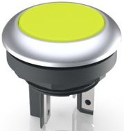 Pushbutton, 1 pole, yellow, illuminated  (white), 0.1 A/35 V, mounting Ø 16.2 mm, IP65/IP67, 1.15.210.131/2400
