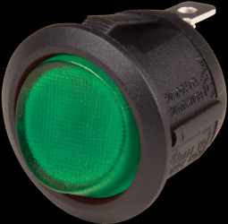 WS R13-112 SW GN Rocker switch, round, 1x ON - OFF, black/green
