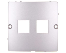 Simon Basic Pokrywa gniazda teleinformatycznego podwójnego 2xRJ Keystone płaska satyna metal