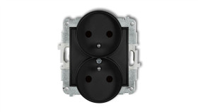 Mini Gniazdo Podwójne Z/U Z Przesłonami Czarny Mat 12Mgpr-2Zp