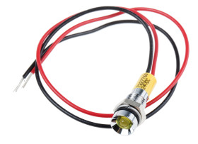 Lampka kontrolna do montażu panelowego 24V dc, Żółta 6mm LED Chrom Wyprowadzenia RS PRO