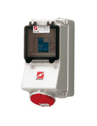 Złącze przemysłowe - zasilające 32A Gniazdo 400 V 4P Żeński MENNEKES Czerwony Montaż ścienny IP44