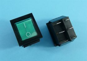 KCD7 15A/250V PODŚW.6-PIN GREEN PRZEŁ