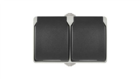 Gniazdo Podwójne Ip44 Szaro-Czarne Emos A1397.1