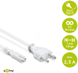 51326 Anschlusskabel Eurostecker, 1,5 m, Weiß