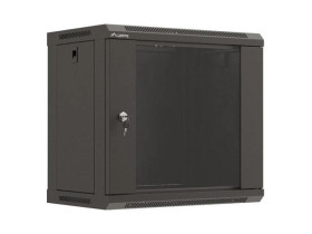 Szafa instalacyjna rack wisząca 19 9u 540x350 czarna drzwi przeszklone lanberg (flat pack) WF03-5309-10B