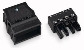 Gniazdo 4-torowe z obudową odciążającą naciąg czarne WINSTA 770-104 /25szt./