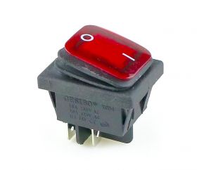 Przełącznik kołyskowy ON-OFF wodoodporny czerwony (230V)