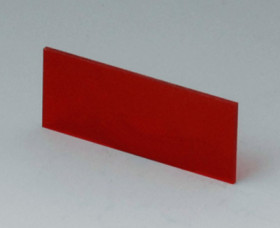 Front/rear panel, straight, acrylic glass, (W x H) 36 x 14.6 mm, red/transparent, A9104113