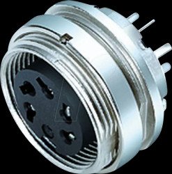 09 0312 90 04 Flange socket M16, series 680, 4-pin, unshielded, screwable, IP4