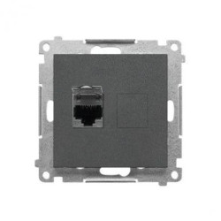 Simon 55 Gniazdo komputerowe pojedyncze RJ45 kat. 6, ekranowane z przesłoną przeciwkurzową (moduł) Grafitowy mat T61E.01/116