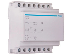 Transformator bezpieczeństwa modułowy 230/12-24V AC 1,04-2,08A 25VA IP20 ST312