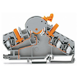 WAGO 282-870 8mm Disc. Trm. Block w Touch-proof Test Sockets Grey AWG 24-10