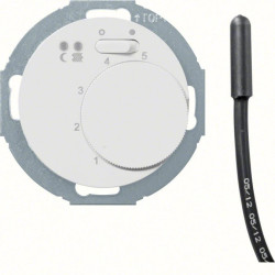 R.classic/Serie 1930/Glas Regulator temperatury podłogi ze stykiem zwiernym elementem centralnym łącznikiem i 2 diodami LED biał