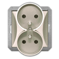 OPAL Gniazdo podwójne z uziemieniem do ramki satyna GPt-6/m Op PI