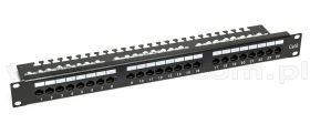 Patch panel, patchpanel, 24 porty, UTP, kat 6, Krone, uchwyty na kabel