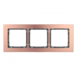 DECO Ramka uniwersalna potrójna - aluminium szczotkowane (ramka: kolor miedziany spód: grafitowy) 9-11-DRA-3