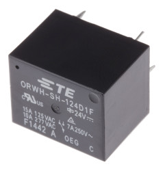 Przekaźnik mocy 24V dc SPDT TE Connectivity 360mW, montaż PCB 1600Ω Styk płytki drukowanej