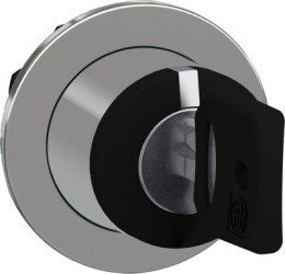 Key switch, 3 positions, unlit, latching, waistband round, black, front ring metal, 3 x 45°, mounting Ø 30.5 mm, ZB4FG01
