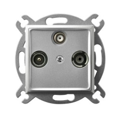 ARIA Gniazdo RTV-SAT przelotowe srebro GPA-USP/m/18