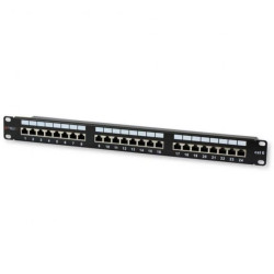Patch Panel 1U STP 24x RJ45 Cat6 Czarny z Tacką