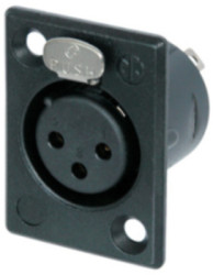 XLR panel socket, 3 pole, gold-plated, metal, NC3FP-B-1