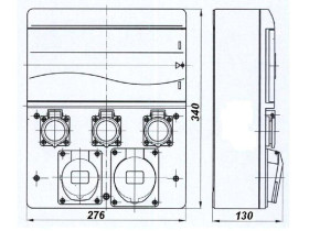 Zestaw gniazdo 16A/32A/5/400V i 3x16A/250V 13-mod IP44 z listwą TH35 6634-000 TAREL