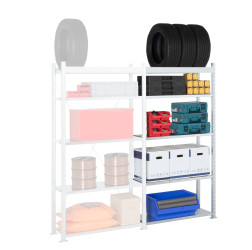 System półek, kolor RAL 7040, 4-poziomowy, materiał: Blacha stalowa galwanizowana, 2000mm x 1000mm, Manorga