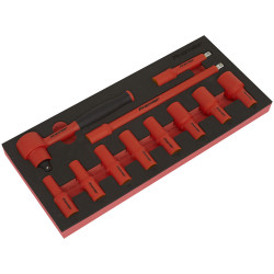 Sealey TBTE01 Premier Insulated Socket Set with Tool Tray 3/8&quot;Sq Drive 11pc VDE