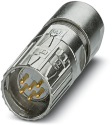 Plug, M23, 6 pole, solder connection, ONECLICK quick locking system, straight, 1341719