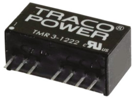 Przetwornica DC-DC, 3W, Uwe 4,5 → 18 V DC, Uwy ±12V dc, Iwy ±125mA, TRACOPOWER