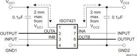 Dual-channel, 1/1, 1-Mbps digital isolator