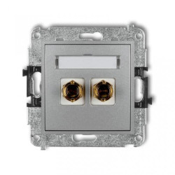 MINI Gniazdo głośnikowe pojedyncze (typu banan - czerwony i czarny pozłacany 4 mm2 skręcany) srebrny metalik 7MGG-4