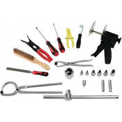 Zestaw narzędzi SAM Barking Tool Linka hamulcowa, szczęki hamulcowe, szczotka, pilnik, śrubokręt krzyżakowy, szczypce,