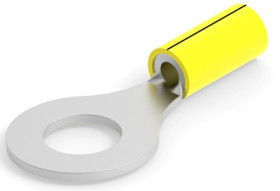 Insulated ring cable lug, 1.04-2.62 mm², AWG 16 to 14, 9.91 mm, yellow, 34826