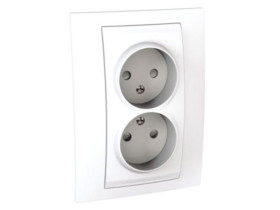 UNICA PLUS Gniazdo podwójne bez uziemienia z przesłonami biel polarna MGU63.063.18 SCHNEIDER ELECTRIC