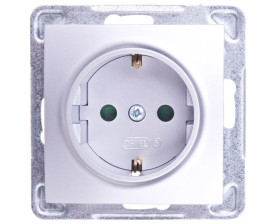 IMPRESJA Gniazdo pojedyncze z/u Schuko z przesłonami srebrne GP-1YSP/m/18