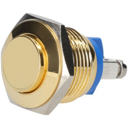 R-TECH 524578 16mm IP65 Vandal Resistant Switch SPST Raised Gold