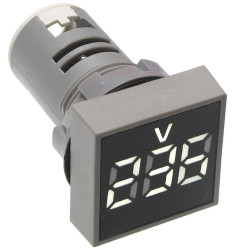Kontrolka LED Voltomierz biały 22mm 60-500VAC kwadrat miernik napięcia