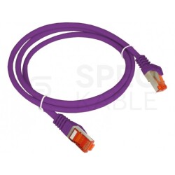 Patchcord S/FTP kat.6A PiMF kabel sieciowy LAN 2x RJ45 linka bezhalogenowy LSOH fioletowy 0,5m Alantec