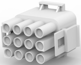 Plug housing, 12 pole, pitch 6.35 mm, straight, white, 350735-4